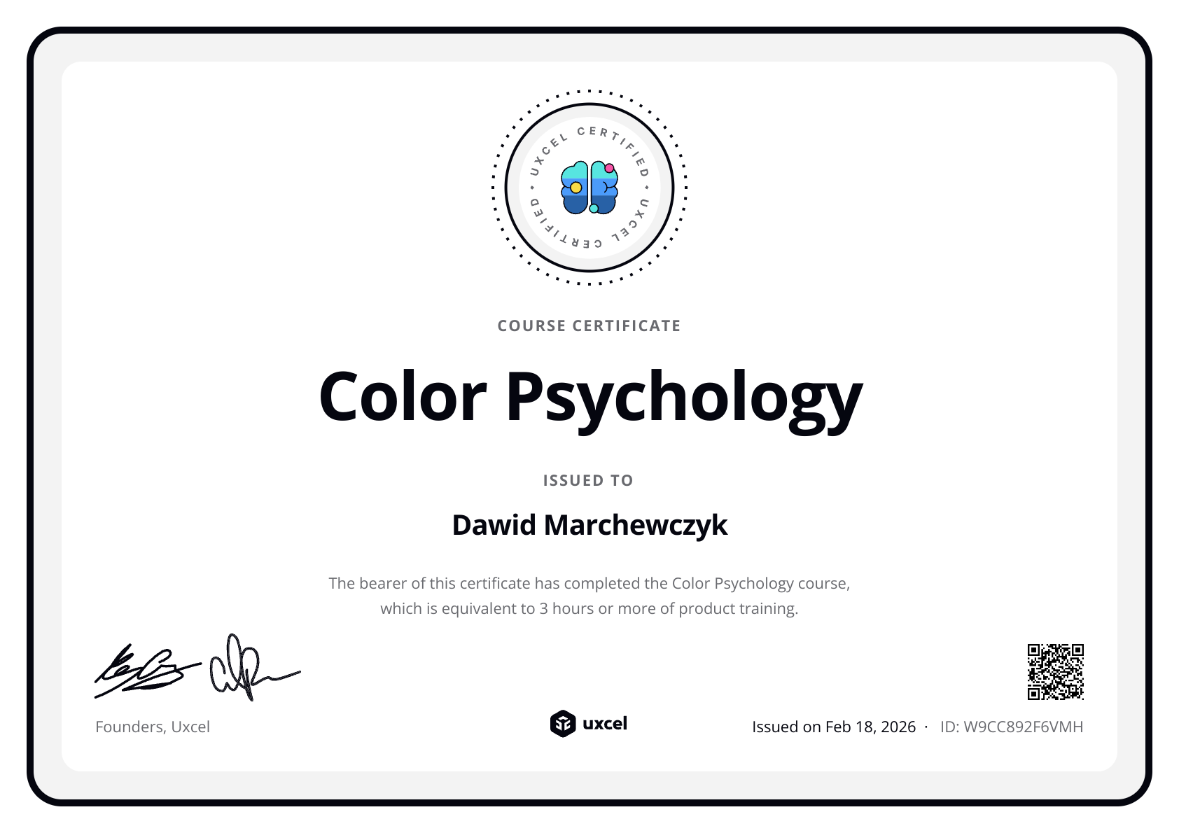 Dawid Marchewczyk's certificate